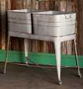 Vintage Style Rolling Cart With Double Tubs
