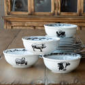 Barnyard Ceramic Breakfast Bowl, 4-Assorted Styles