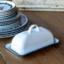 Vintage-Inspired Farmhouse Enamelware Covered Butter Dish