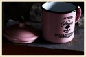 Pink Enamel Cup With Lid