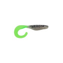 4-Inch Curly Shad Walleye Bait In Salt And Pepper Silver Phantom Chartreuse Tail, 10-Pack