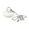 Plumb Pak PP820-7 Drain Stopper with Chain, Rubber, White, For: 1 to 1-3/4 in Sink