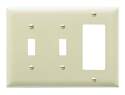White 3-Gang Wall Plate With 2 Toggle And 1 Decorator 