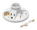 Porcelain Keyless Lampholder With Pull Chain & Outlet