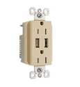 Ivory USB Charger With Duplex Decorator Tamper-Resistant Receptacle