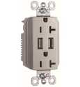Nickel Usb Charger With Duplex Decorator Tamper-Resistant Receptacle