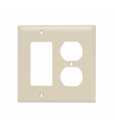 Combination Openings, 1 Duplex Receptacle & 1 Decorator, Two Gang, Ivory