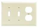 Light Almond 3-Gang 2 Toggle And 1 Duplex Combination Wall Plate