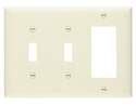 Light Almond 3-Gang Wall Plate With 2 Toggle And 1 Decorator 