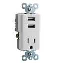White TradeMaster USB Charger With Receptacle