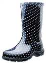 Women's Size 7 Black/White Polka Dot Rain And Garden Boot Pair