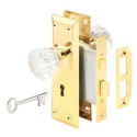 2-3/8-Inch Brass Backset Mortise Keyed Lock Set With Glass Knob