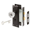 2-3/8-Inch Bronze Backset Mortise Keyed Lock Set With Glass Knob