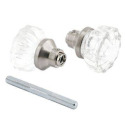 2-Inch Fluted Glass Knobs With A Satin Nickel Base