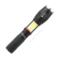 Black Flashlight With Cob Light, 5 Light Modes 