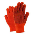 Blaze Orange Men's Knit Gloves With Gripper Dots