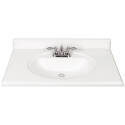 White 37-Inch Cultured Marble Vanity Top