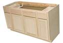 60 x 34-1/2 x 24-Inch Premium Ready To Finish Oak 4-Door Sink Base Cabinet