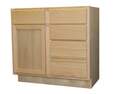 30 x 34-1/2 x 21-Inch Premium Ready To Finish Oak Single Door 3-Drawer Vanity Base Cabinet 