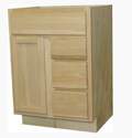 36 x 21 x 34-1/2-Inch Unfinished Oak 1-Door 3-Drawer Vanity Base Cabinet 