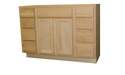 48 x 34-1/2 x 21-Inch Premium Ready To Finish Oak Double Door 8-Drawer Vanity Base Cabinet 