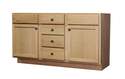 60 x 21 x 34-1/2-Inch Unfinished Oak 2-Door 4-Drawer Vanity Base Cabinet 