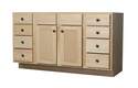 60 x 21 x 34-1/2-Inch Unfinished Maple 2-Door 8-Drawer Vanity Base Cabinet 