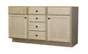60 x 21 x 34-1/2-Inch Unfinished Maple 2-Door 4-Drawer Vanity Base Cabinet 