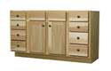 60 x 21 x 34-1/2-Inch Unfinished Hickory 2-Door 8-Drawer Vanity Base Cabinet 