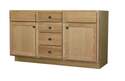 60 x 21 x 34-1/2-Inch Unfinished Cherry 2-Door 4-Drawer Vanity Base Cabinet 