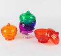 5.5-Inch Diameter X 6-Inch Cut Glass Look Candy Dish Assorted Colors