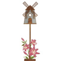 Rustic Birdhouse Stake Windmill