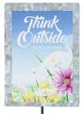 4 x 21-Inch Think Outside, No Box Funny Metal Sign