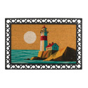 24-Inch x 36-Inch Rubber Framed Coir Doormat With Led Lights And A Lighthouse