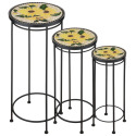 3 Tall Nesting Plant Stands With A Ceramic Sunflower