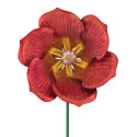 Textured Metal Poppy Flower Garden Stake Spinner