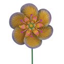 Textured Purple Metal Flower Garden Stake Spinner