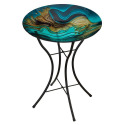 18-Inch Swirl Green Birdbath With Stand