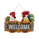 Metal Rooster Welcome Sign