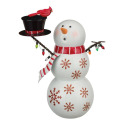 Snowbies Snowman With Top Hat And Bird Decor