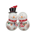 Snowbies Lovers Snowmen Couple With Bird Decor
