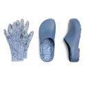 Denim Floral Women's Garden Clog And Glove Gift Set, M