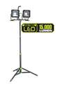 15,000 Lumen LED Dual Head Work Light With Heavy-Duty Adjustable Metal Telescoping Tripod Stand
