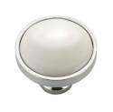 32mm Chrome & White Eclectic Metal Or Brass And Ceramic Knob