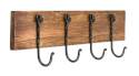 18-Inch X 4-Inch Wood & Black Traditional Hook Rack