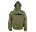 Olive Drab Green Marines PT Long Sleeve Men's Hoodie, M