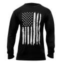 Us Flag Long Sleeve Tee Shirt, Black, Size Medium