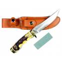 5-Inch Delrin Simulated Deer Horn Handle Fixed Blade Hunting Knife