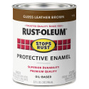 1-Quart Gloss Leather Brown Stops Rust Protective Enamel Brush-On Paint