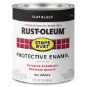 1-Quart Flat Black Stops Rust Protective Enamel Brush-On Paint
